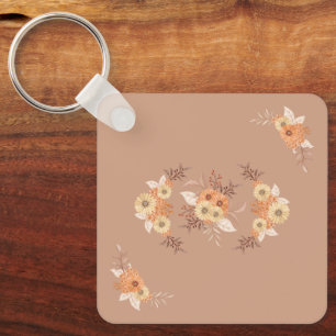 Autumn Bloom, Gentle Fall Garden Floral Key Ring