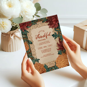 Autumn Bloom Thanksgiving Celebration Invitation