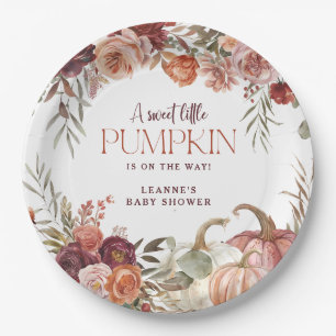Autumn Blooms 'a little pumpkin' Baby Shower Paper Plate
