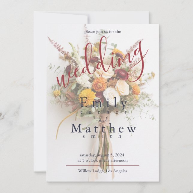 Autumn Blooms Boho Wedding Invitation (Front)