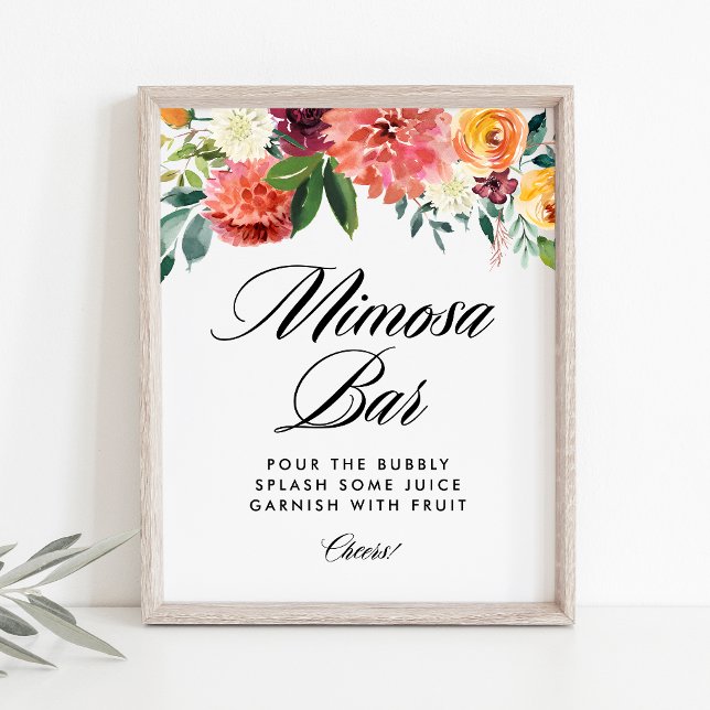 Autumn Blooms Bridal Shower Mimosa Bar Poster (Creator Uploaded)