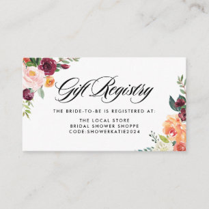Autumn Blooms Fall Bridal Shower Registry Enclosure Card