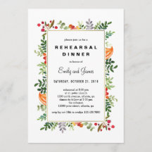 Autumn Blooms Fall Rehearsal Dinner Invitation