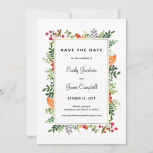 Autumn Blooms Fall Wedding Save The Date Card