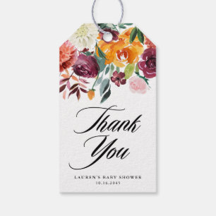 Autumn Blooms Floral Baby Shower Thank You Gift Tags