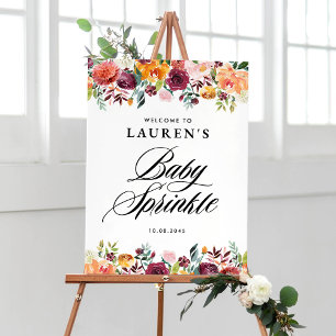 Autumn Blooms Floral Baby Sprinkle Welcome Poster