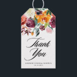 Autumn Blooms Floral Bridal Shower Thank You Gift Tags<br><div class="desc">Send thanks to guests with this customisable thank you gift tag. It features a watercolour garland of orange, burgundy, white, and pink flowers with greenery accents. Personalise this fall floral thank you tag by adding your own event details. These watercolour thank you gift tags are perfect for fall weddings, bridal...</div>