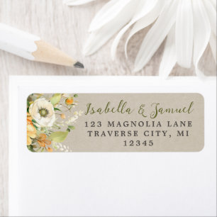 Autumn Blooms Floral Fall Green Return Address Return Address Label