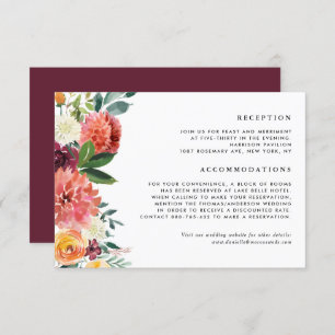 Autumn Blooms Floral Garland Fall Wedding Details Enclosure Card