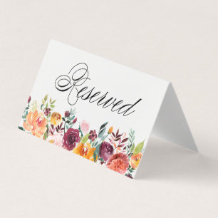 Autumn Blooms Floral Wedding Reserved Card