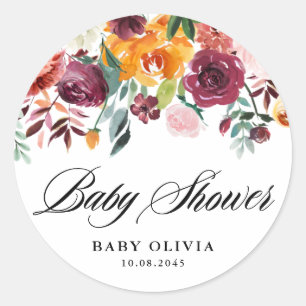 Autumn Blooms Garland Fall Baby Shower Classic Round Sticker