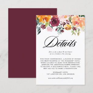 Autumn Blooms Garland Fall Wedding Details Enclosure Card