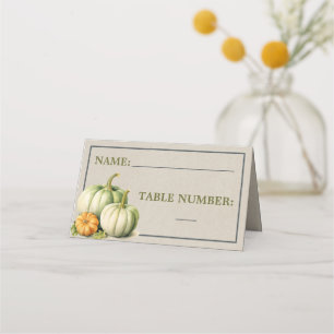 Autumn Blooms Pumpkin Fall Orange Green Wedding Place Card
