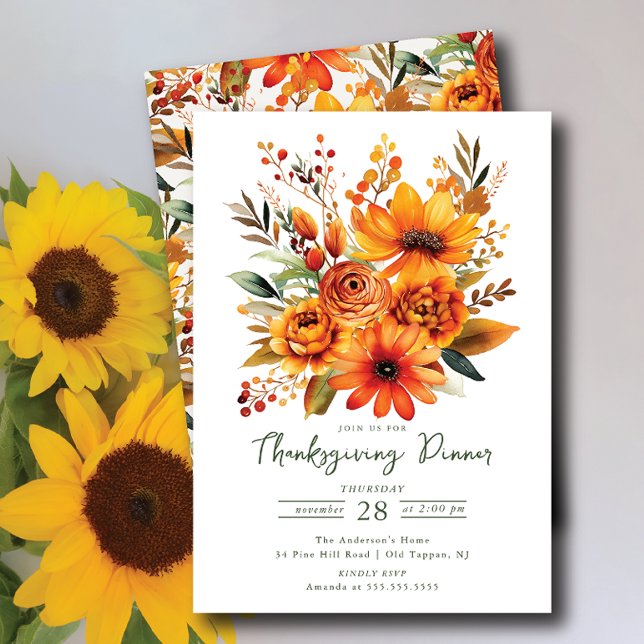 Autumn Blossom Thanksgiving Invitation (Creator Uploaded)
