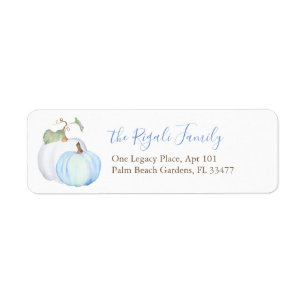 Autumn Blue and White Pumpkin Return Address Label