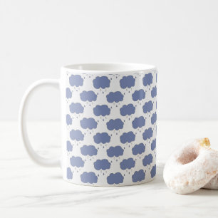 Autumn   Blue Rain Cloud Raindrop Pattern Coffee Mug