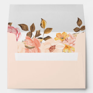 Autumn Blush Peach Floral 5x7 Envelope