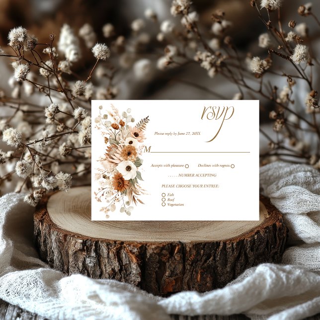 Autumn Bohemian Boho Fall Flowers | RSVP Card (Creator Uploaded)