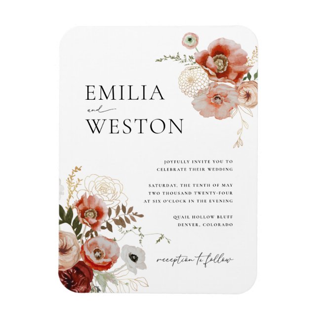Autumn Bohemian Fall Wedding Invitation Magnet (Vertical)