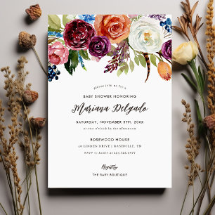 Autumn Boho Blooms Baby Shower Invitation