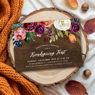 Autumn Boho Blooms Friendsgiving Party Invitation