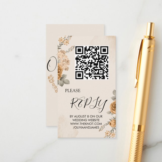 Autumn Boho Blooms | Modern Wedding Enclosure Card (Front/Back In Situ)