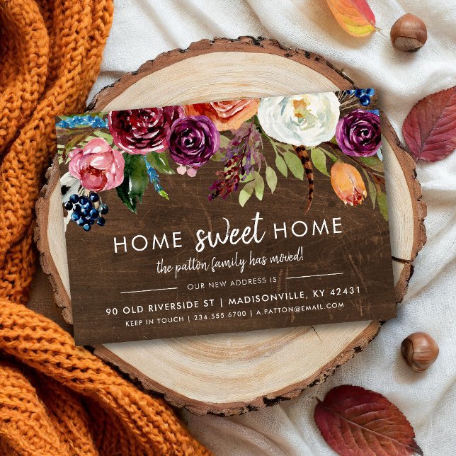 Autumn Boho Blooms New Address Moving Announcement (Creator Uploaded)