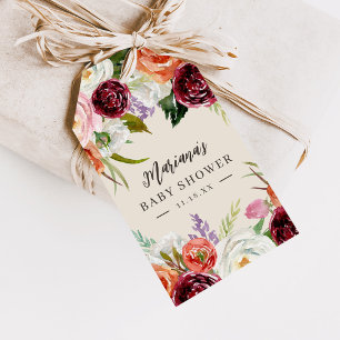 Autumn Boho Blooms Personalised Baby Shower Gift Tags