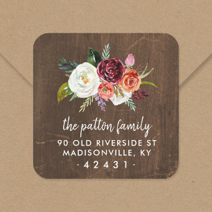 Autumn Boho Blooms Return Address Label