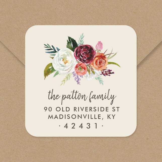 Autumn Boho Blooms Return Address Label (Creator Uploaded)