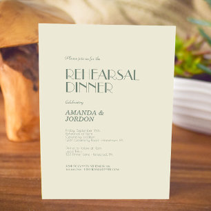 Autumn Boho Deco   Cream Rehearsal Dinner Invitation