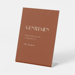 Autumn Boho Deco   Rust Gentlemen Bathroom Pedestal Sign