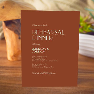 Autumn Boho Deco   Rust Rehearsal Dinner Invitation