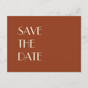 Autumn Boho Deco   Rust Save the Date Announcement Postcard