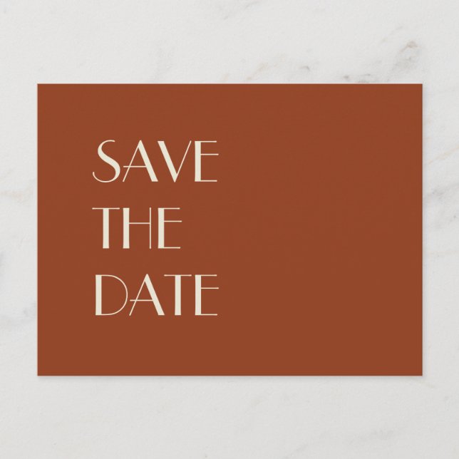 Autumn Boho Deco | Rust Save the Date Announcement Postcard (Front)