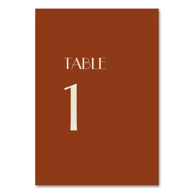 Autumn Boho Deco | Rust Table Numbers Sign (Front)