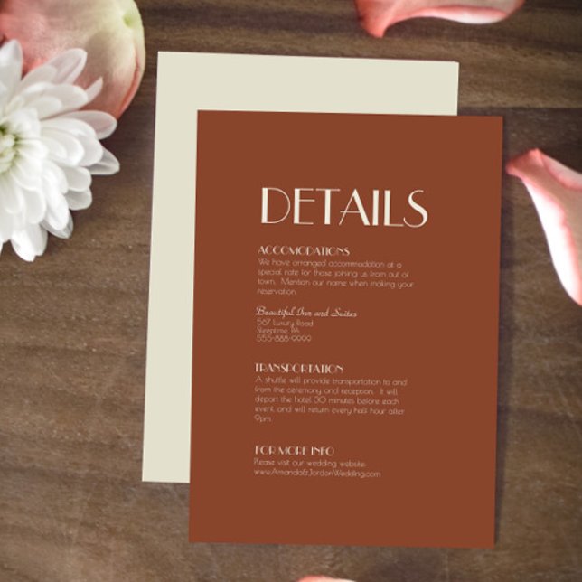 Autumn Boho Deco | Rust Wedding Details Enclosure Card (Creator Uploaded)