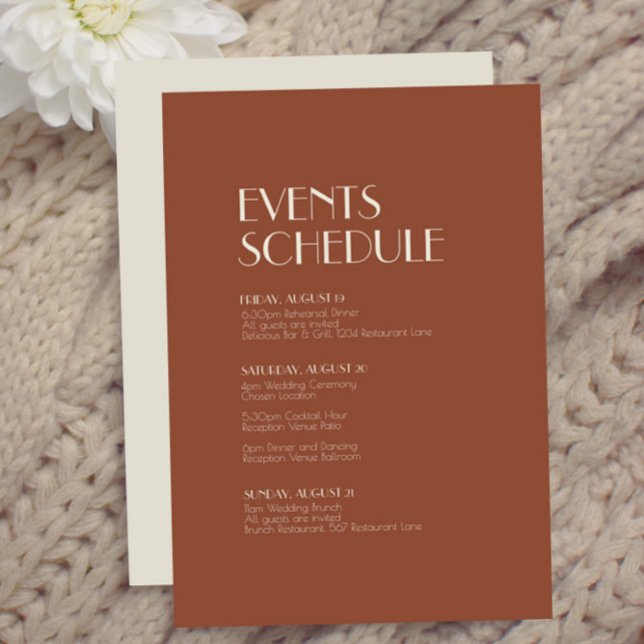 Autumn Boho Deco | Rust Wedding Schedule Enclosure Card (Creator Uploaded)