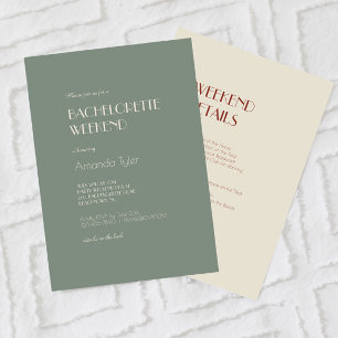 Autumn Boho Deco   Sage Green Bachelorette Weekend Invitation