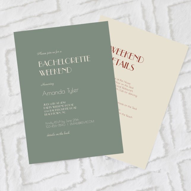 Autumn Boho Deco | Sage Green Bachelorette Weekend Invitation (Creator Uploaded)