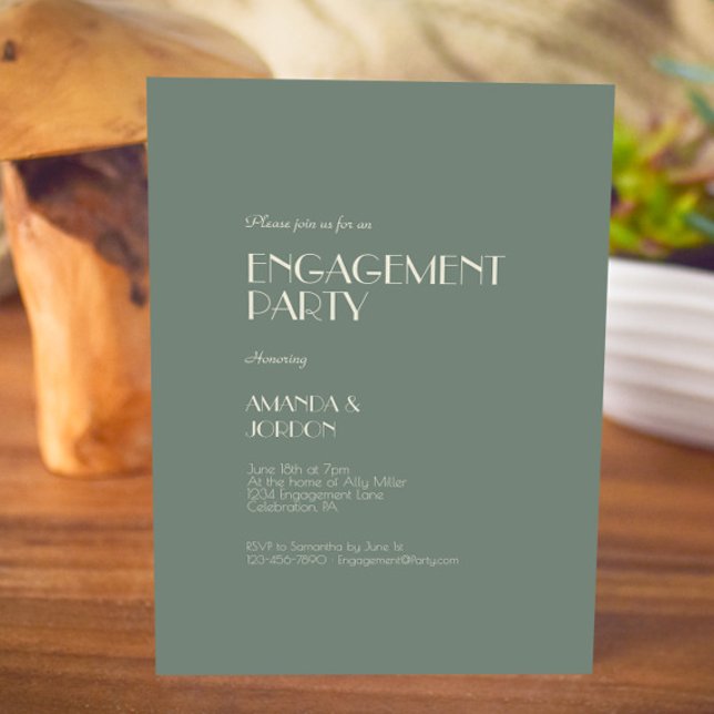 Autumn Boho Deco | Sage Green Engagement Party Invitation (Creator Uploaded)