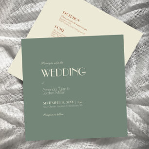 Autumn Boho Deco Sage Green Square All One Wedding Invitation
