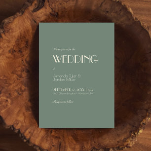 Autumn Boho Deco Sage Green Wedding Invitation