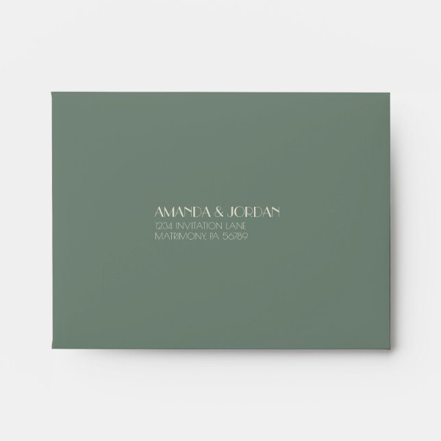 Autumn Boho Deco | Sage Green Wedding RSVP Envelope (Front)