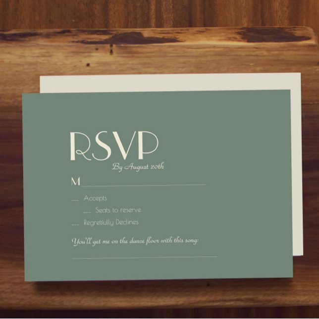 Autumn Boho Deco | Sage Green Wedding Song Request RSVP Card (Creator Uploaded)