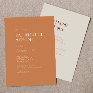 Autumn Boho Deco   Terracotta Bachelorette Weekend Invitation