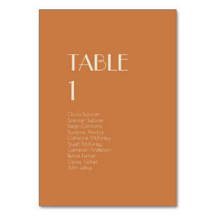 Autumn Boho Deco Terracotta Table Number Guests