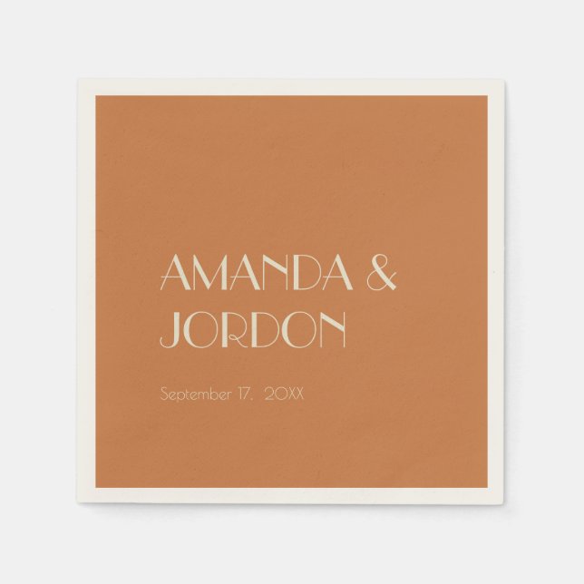 Autumn Boho Deco | Terracotta Wedding Cocktail Napkin (Front)