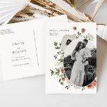Autumn Boho Fall Wedding Save the Date Postcard<br><div class="desc">This Autumn Bohemian Floral Wedding Save the Date Postcard from the Emilia Collection features hand-drawn florals in fall shades of burgundy, pink, and gold framing a photo of the beautiful couple. Personalise it with your details easily and quickly. Simply press the 'customise it' button to further re-arrange and format the...</div>
