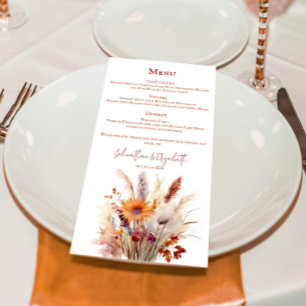 Autumn Boho Floral Wedding Menu